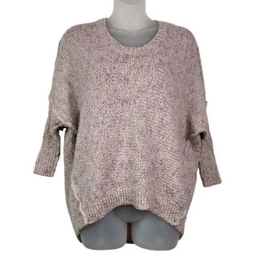 JENNIFER LOPEZ BLUSH METALLIC DROP SHOULDER BAT WING SWEATER MEDIUM-EUC